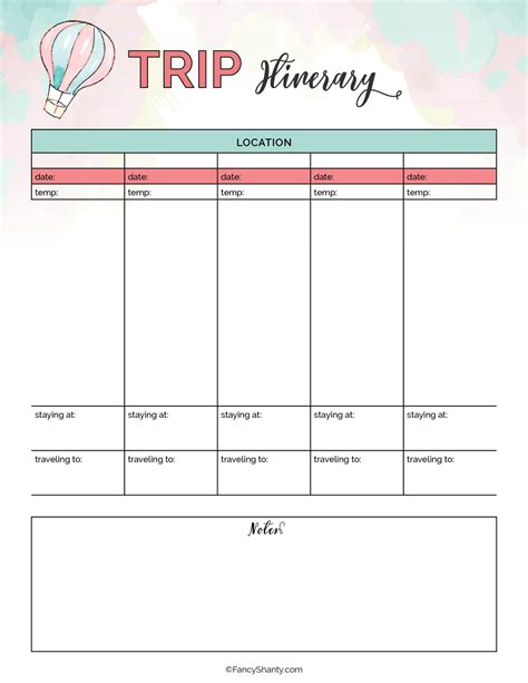 Free Printable Travel Planner Tips For An Unforgettable Vacation Travel Planner Template