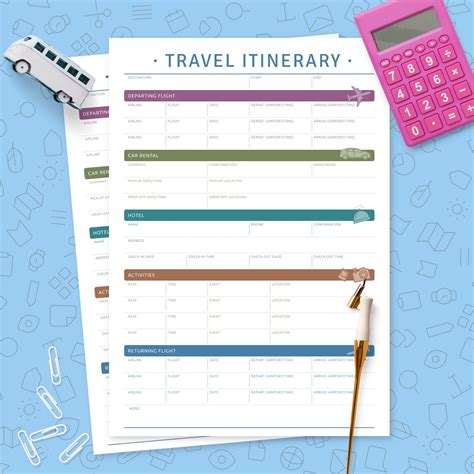 Free Printable Travel Planner Vacation Itinerary Template Travel