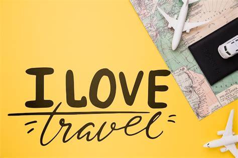 Free Psd I Love Travel Lettering Concept For Traveling