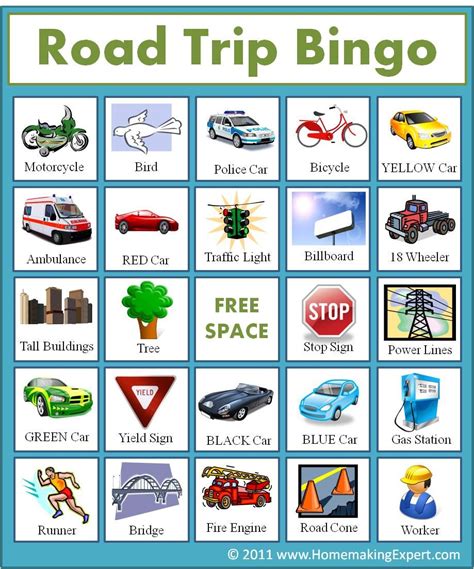 Free Road Trip Bingo Game For Kids Homemaking Expert Printable