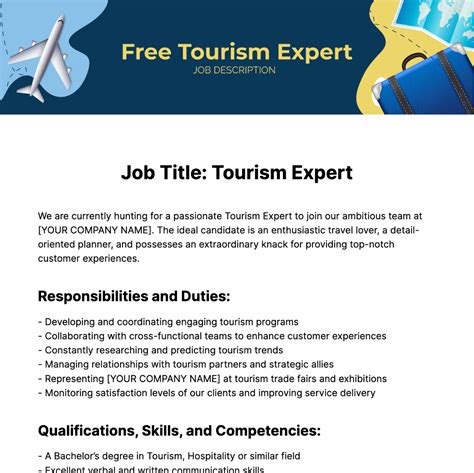 Free Travel And Tourism Job Description Templates Examples Edit