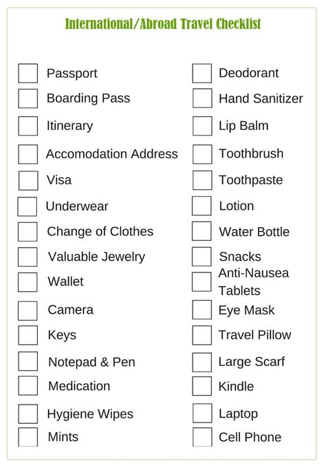 Free Travel Checklist Template In Pdf Word Excel Google Docs