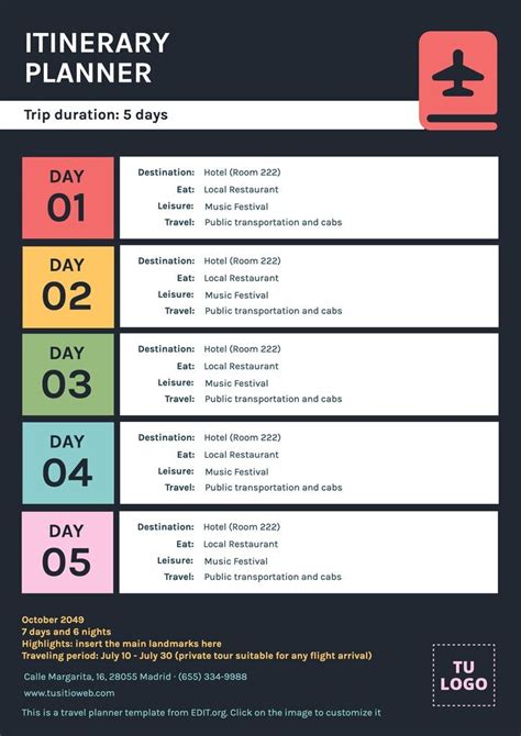 Free Travel Itinerary Templates To Edit And Print