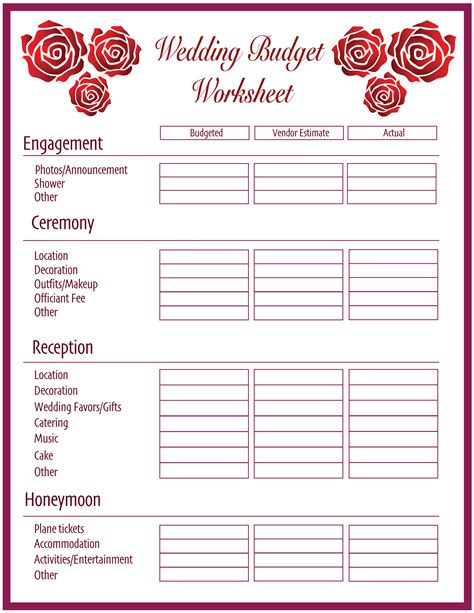 Free Wedding Budget Worksheet Free Wedding Budget Spreadsheet