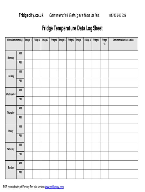 Fridge And Freezer Temperature Log Sheet Printable Printable Form Templates And Letter