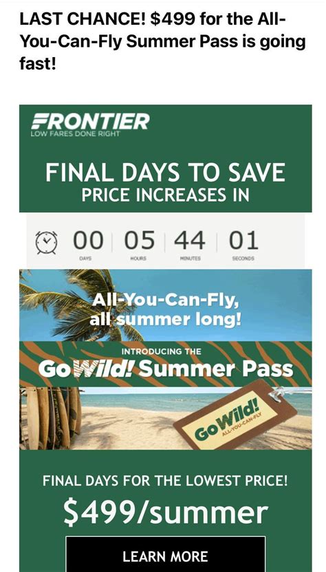 Frontier Summer And Annual Passes Going Up Last Chance At 499 1499