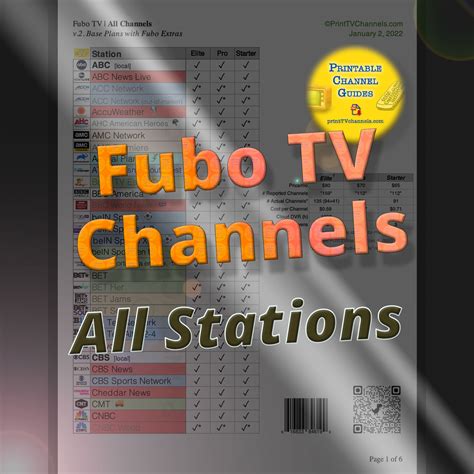 Fubo Tv Channel Lineup Base Plans With Add Ons Printable 2022