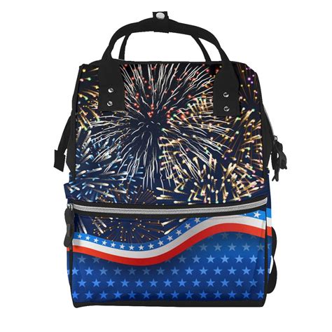 Fuzoiu Fireworks Print Diaper Bag Backpack Baby Essentials Travel Tote