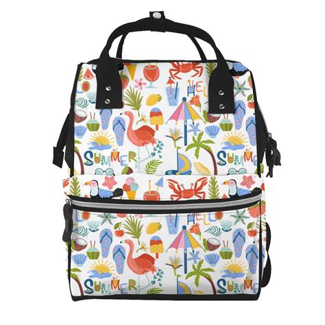 Fuzoiu Hello Summer2 Print Diaper Bag Backpack Baby Essentials Travel