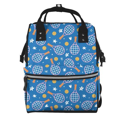 Fuzoiu Tennis Print Diaper Bag Backpack Baby Essentials Travel Tote