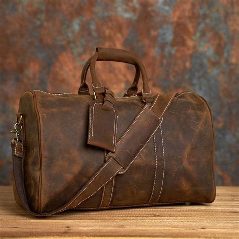 Genuine Leather Mens Travel Bag Coffee Cool Messenger Bag Shoulder Bag