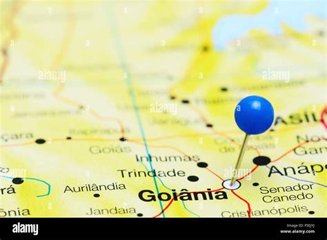 Goiania Pinned On A Map Of Brazil Stock Photo Alamy