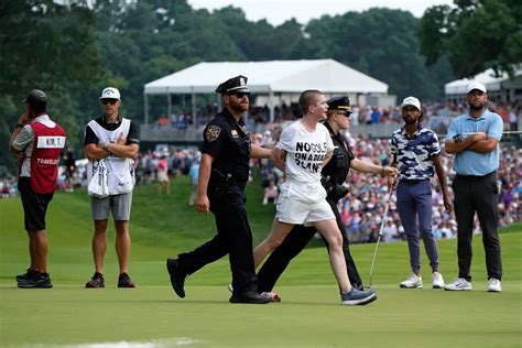 Golf Travelers Championship Protesters On 18Th Green