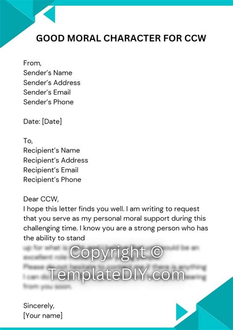 Good Moral Character Letter For Ccw Printable Sample