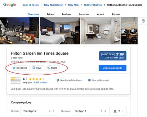 Google Hotel Search Results Drops Visit Website Button