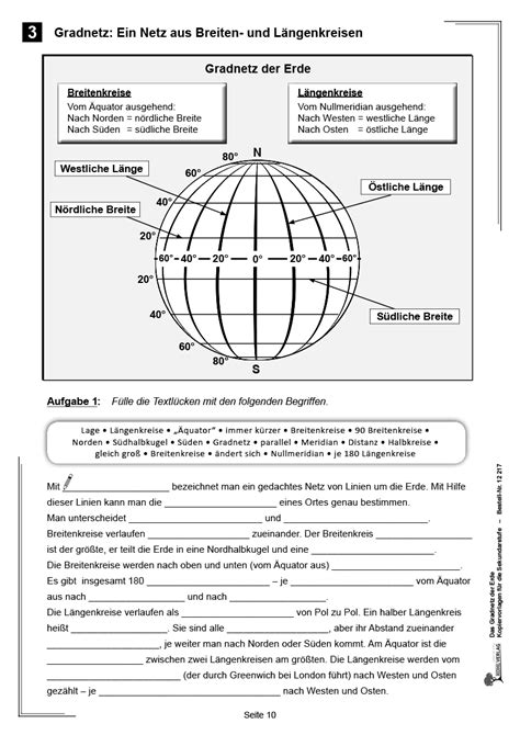 Gradnetz Der Erde Test Unterrichtsmaterial Im Fach Erdkunde Gradnetz Der Erde Geographie