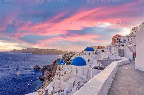 Greece Sunset Oia Aesthetic Santorini Fira Travel Landscape