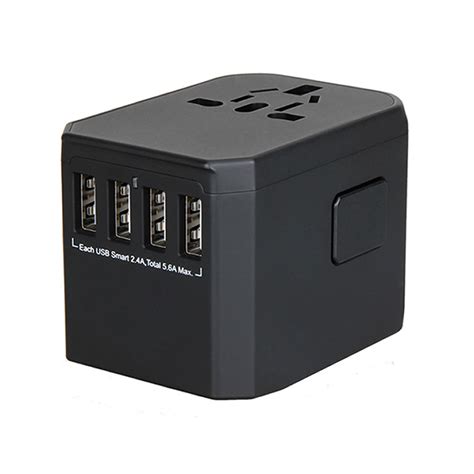 Green Universal Travel Adapter 4 Usb Port 5V 4 5A Black