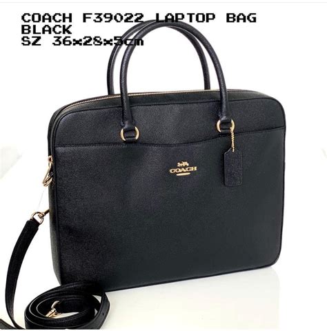 Guaranteed Original Coach Briefcase Leather Laptop Bag F39022 Black