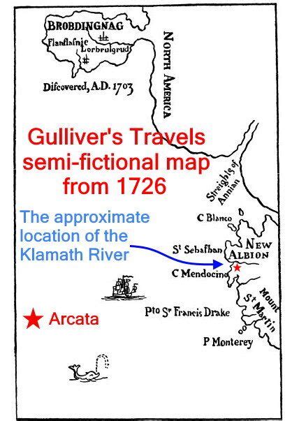 Gulliver S Travels Map From 1726 Depicts Arcata And The