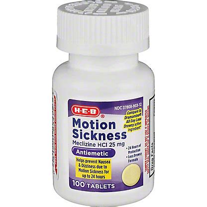 H E B Motion Sickness Relief 25 Mg Tablets Shop Medicines