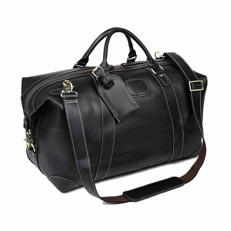 Handmade Full Grain Leather Duffle Bag Large Travel Bag Mens Weekender Bag Dz07