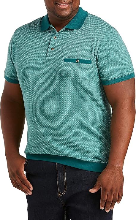 Harbor Bay By Dxl Big And Tall Dotted Diamond Print Banded Hem Polo