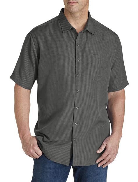 Harbor Bay By Dxl Big And Tall Men Amp 39 S Microfiber Comfort Grid Sport Shirt Castle Rock 3Xlt