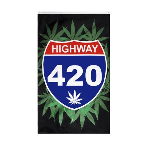 Highway 420 Flag 3X5ft Banner Weed Logo New Dorm Mancave Marijuana