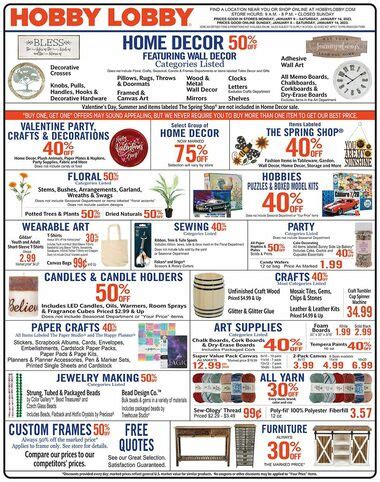 Hobby Lobby Manitowoc Wi Hours Weekly Ad