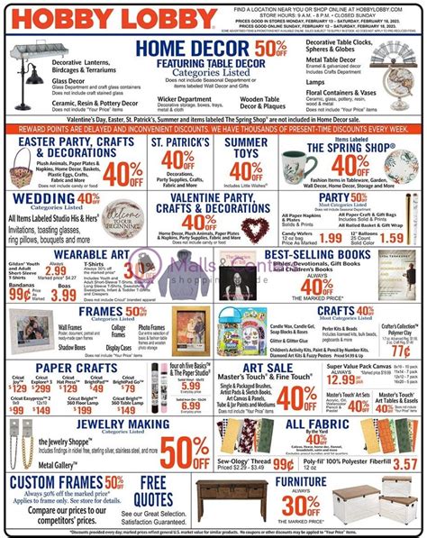 Hobby Lobby Weekly Ad Valid From 02 12 2023 To 02 18 2023 Mallscenters