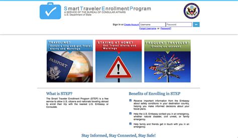 Home Page Of Us State Department Step Smart Traveler Enrollment Program