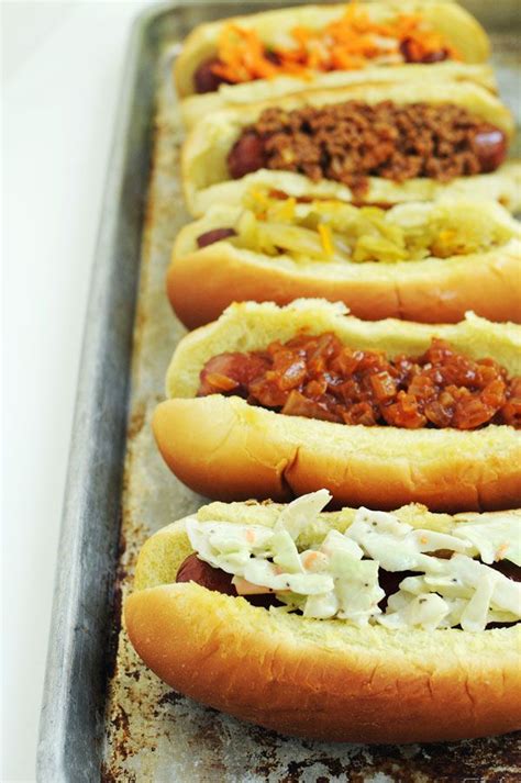 Hot Dog Toppings Five Ways Recipe Hot Dog Toppings Grilling Recipes Hot Dogs