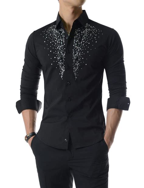 Hot Sale Low Price Stretch Men S Shirt Fashion Rhinestone Button Men S