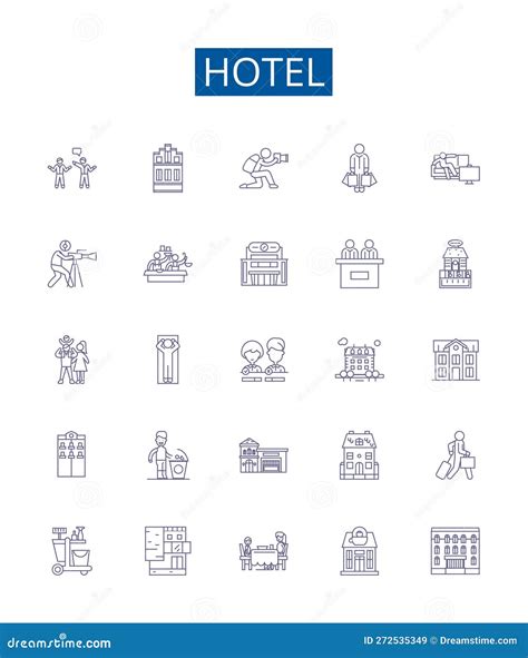 Hotel Line Icons Signs Set Design Collection Of Hotel Accommodation Lodging Resort Inn