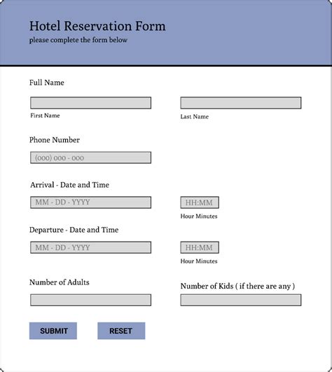 Hotel Reservation Form Figma