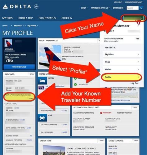 Add Known Traveler Number to Delta