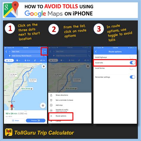 How To Avoid Tolls Using Google Maps On Iphone 3 Simple Steps Or Try Tollguru Trip Calculator