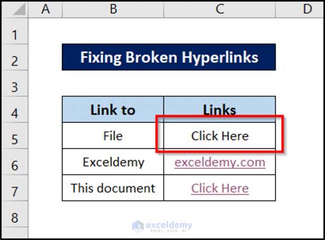 How To Fix Broken Hyperlinks In Excel 5 Ways Exceldemy