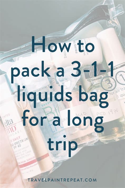 How To Pack A 3 1 1 Liquids Bag For A Long Trip Travel Paint Repeat