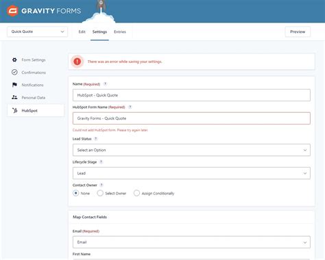 Hubspot Form Name Error Resolved Get Help Gravity Forms