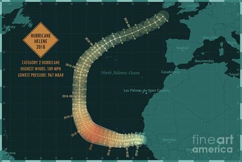 Hurricane Helene 2018 Track North Atlantic Ocean Infographic By Frank