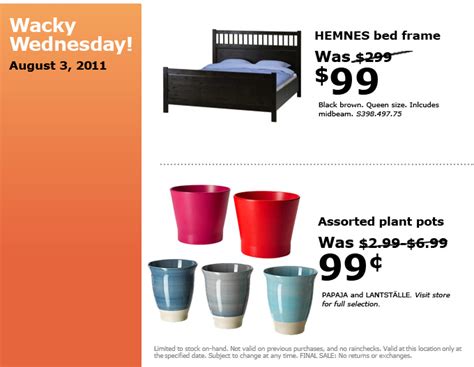 Ikea Canada Wacky Wednesday Deals Aug 3 Canadian Freebies Coupons Deals Bargains Flyers