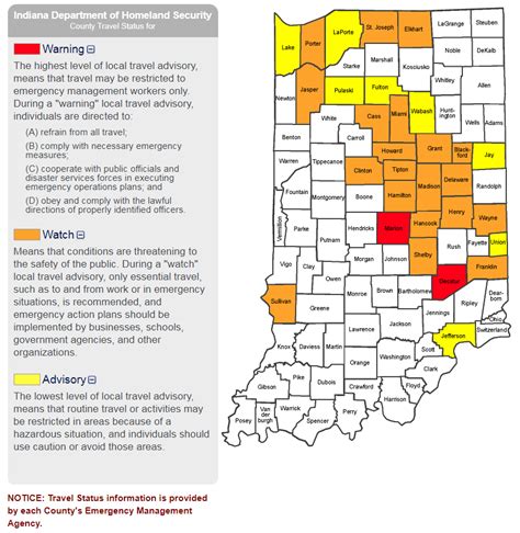 Indiana Travel Advisory Map Shows Status For Counties Around The State