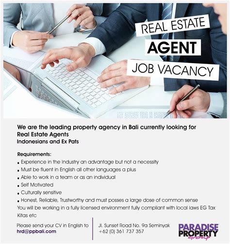 Indonesian Or Expat Real Estate Agents Wanted For A Leading Real Estate