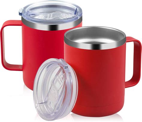 Insulated Coffee Mug With Lid Set Of 2 Stainless Steel Camping Mug