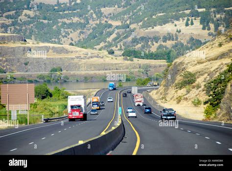 Interstate I 84 Oregon Along Columbia River Or Us United States Highway