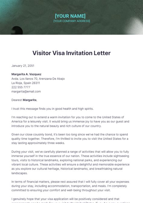 Invitation Letter Sample For Tourist Visa Wallpaper Site