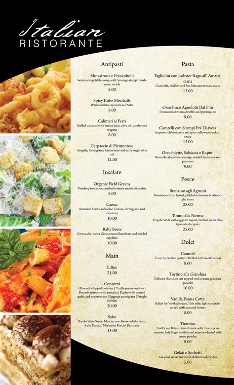 Italian Food Menu Ideas