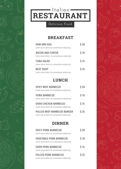 Italian Menu 7 Examples Format Pdf Examples